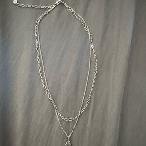 KENDRA SCOTT CAMRY SILVER MULTI STRAND NECKLACE IN LILAC ABALONE